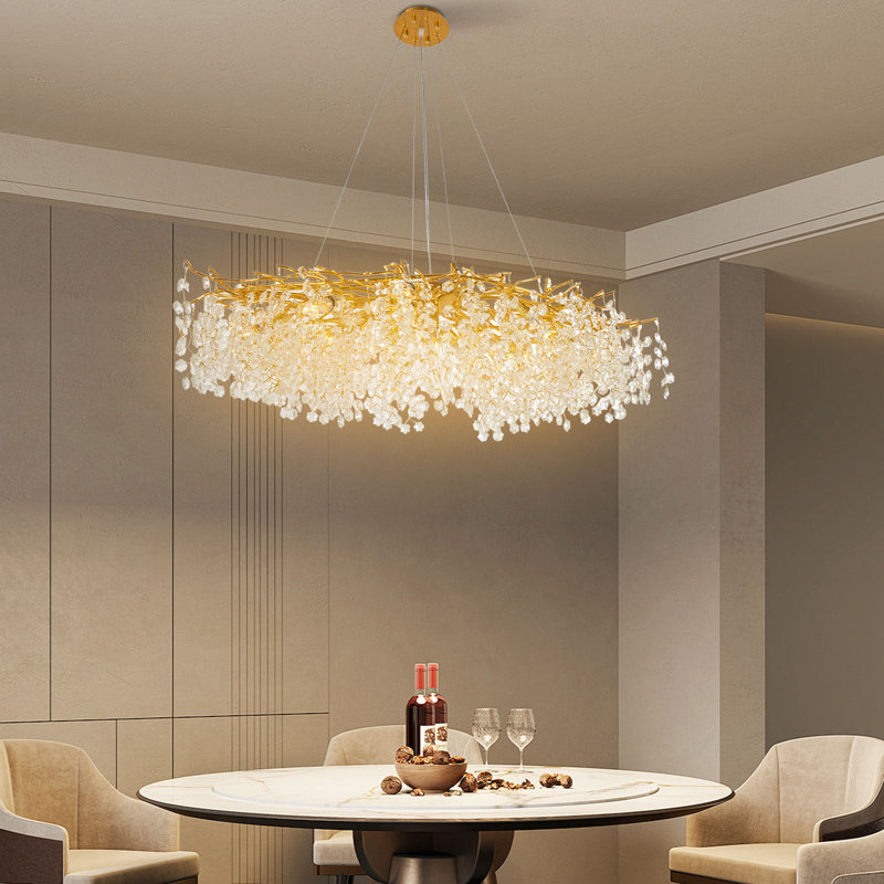 Large 12-Light Luxury Unique Linear-Type Crystal Chandelier