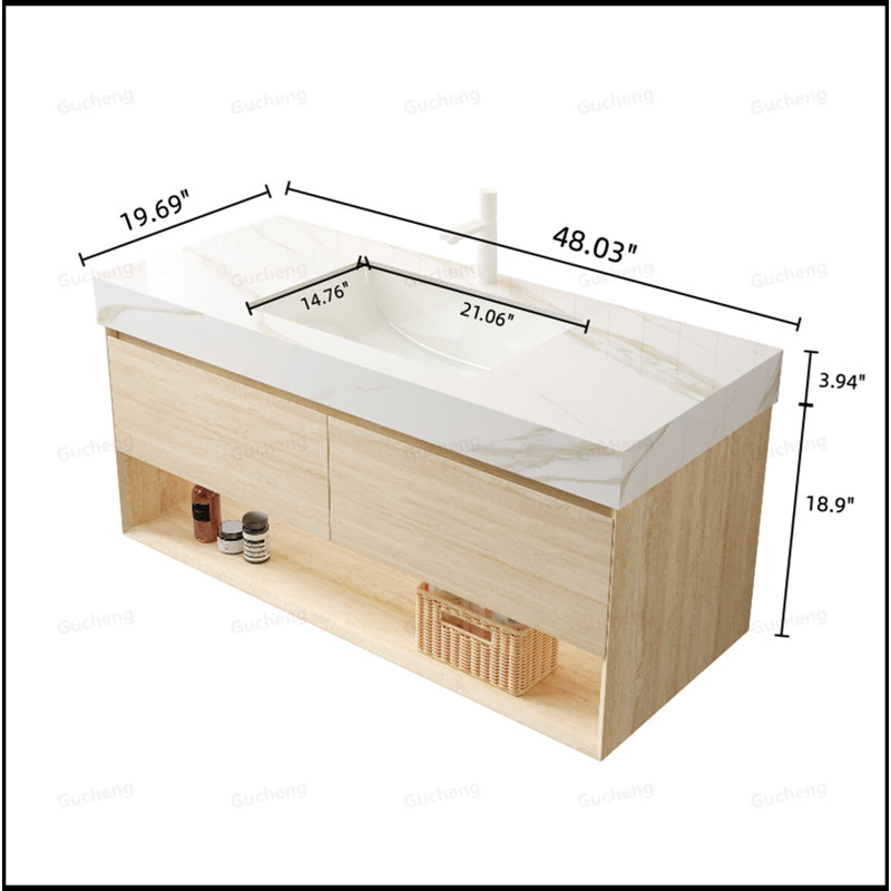 Tablette et meuble-lavabo 48 po