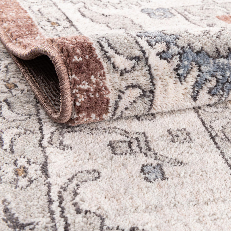 Tapis traditionnel gris foncé beige, Rectangle 7 pi 10 po x 10 pi
