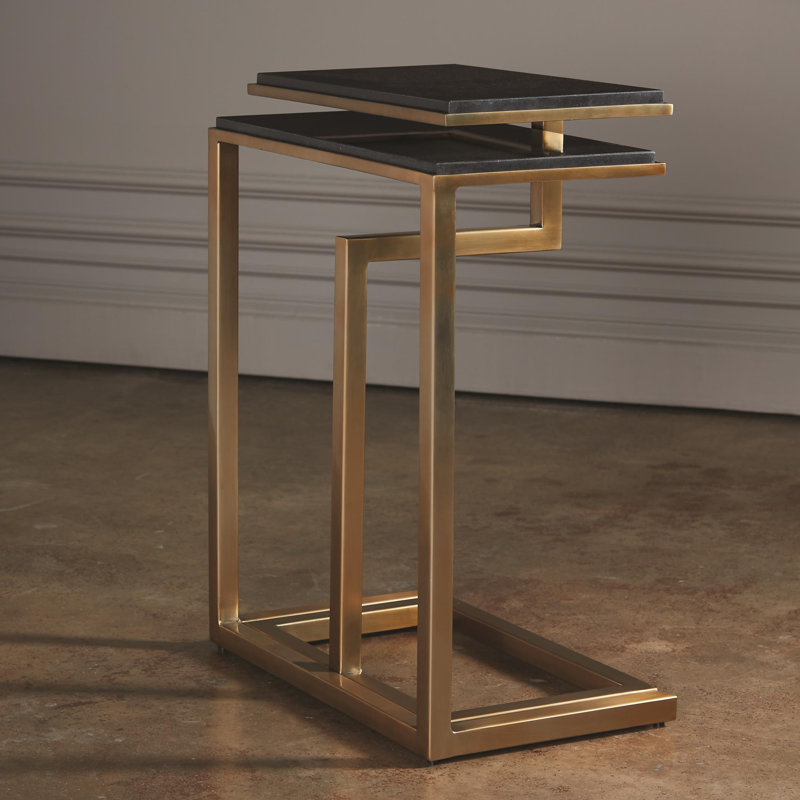 Marble Nesting End Table, Brass