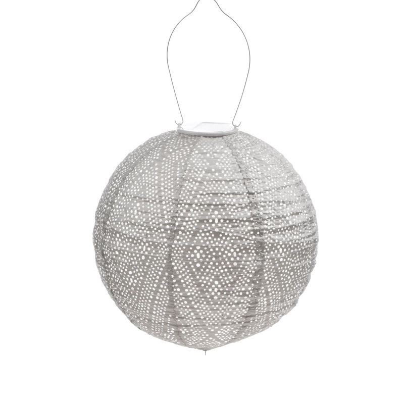 17.4'' Battery Powered Integrated LED Globe Lantern, Light Taupe