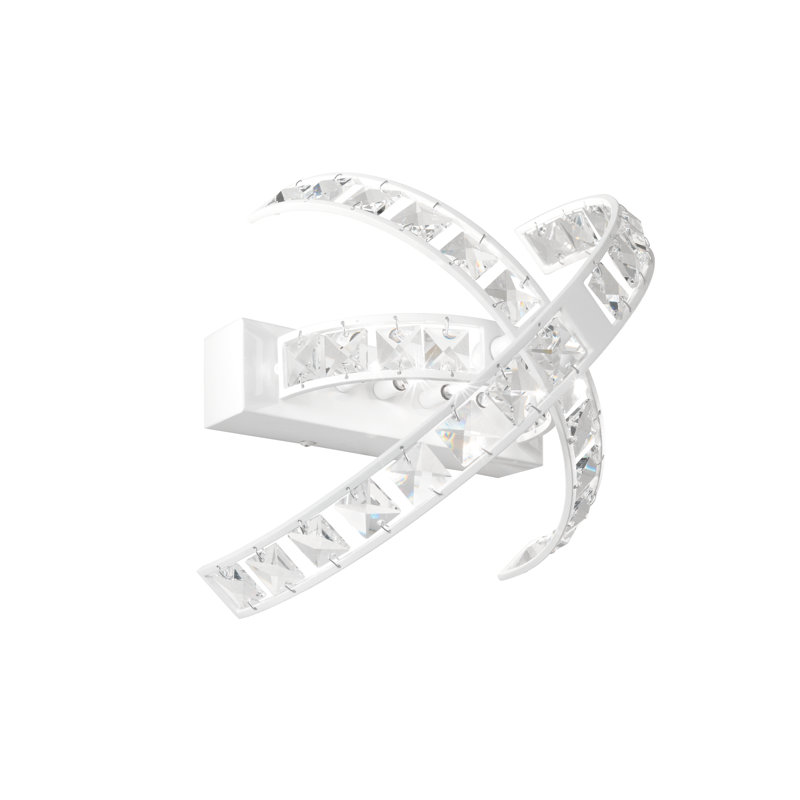 Striped wall lamp 4 flames, Swarovski crystal, white and polished chrome