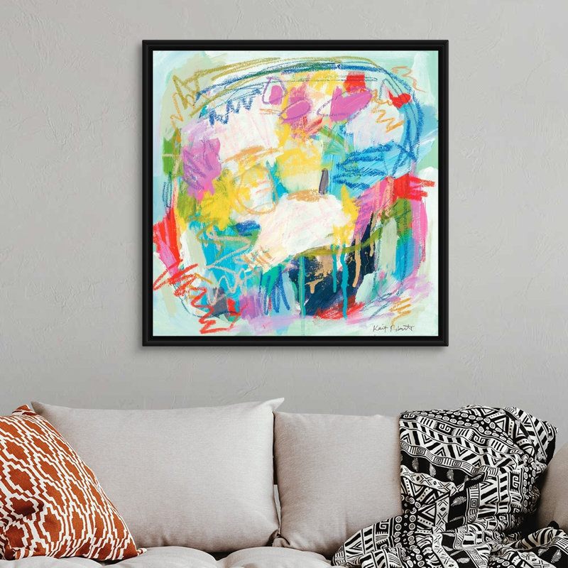 Reproduction d’art sur toile « Lets get the Party Started » par Kait Roberts, H 38 po x l 38 po x P 1,75 po, Cadre noir