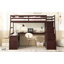 Lit mezzanine simple avec 7 tiroirs, 2 tablettes et bureau - Espresso