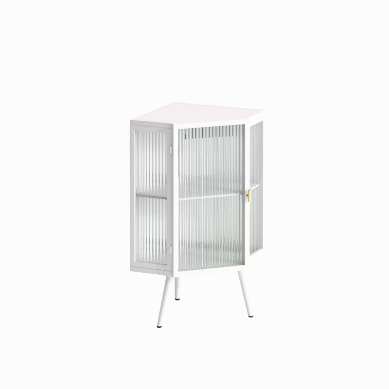 Armoire 22,25 po avec porte en verre trempé et tablettes de rangement pour la salle de bain, le salon et la chambre à coucher