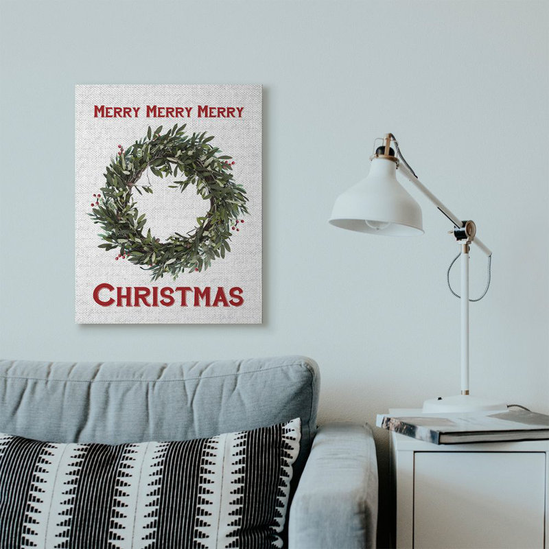 « merry christmas couronne », impression, Toile tendue, H 20 po x l 16 po