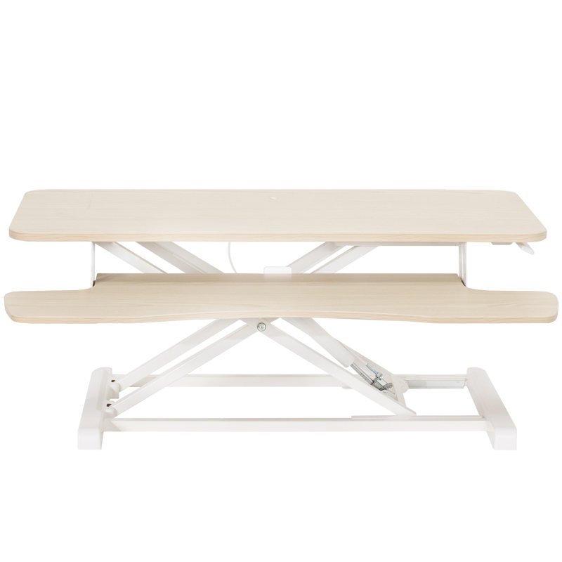Steel Standing Desk Converter, Light Wood/White, 36"