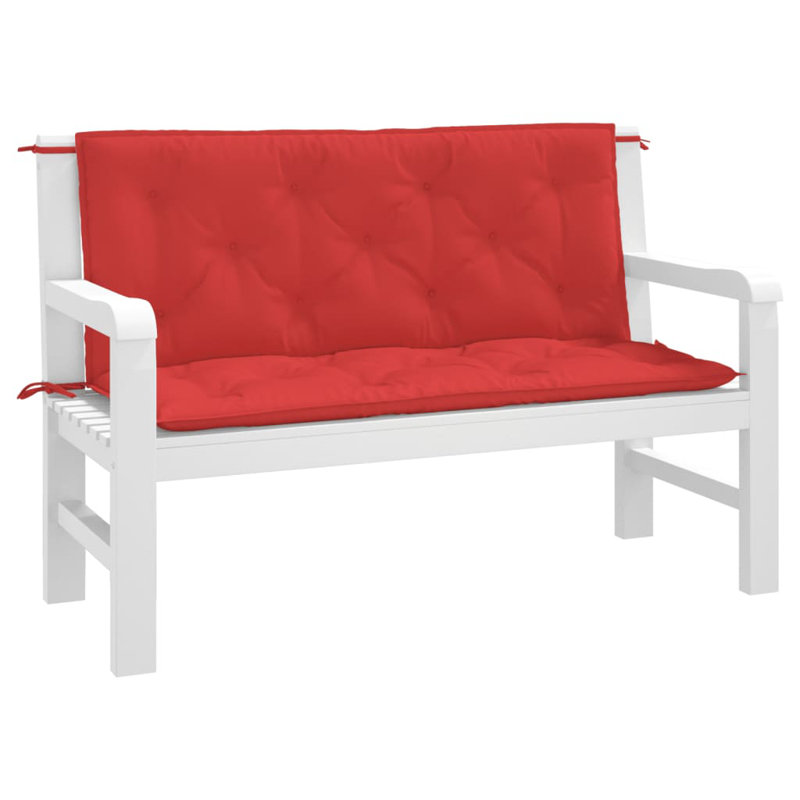 Garden Bench Cushion Set of 2 Red Oxford Fabric 100 Percent Polyester Outdoor Bench Cushions, 47.2" H x 19.7" W x 2.8" D