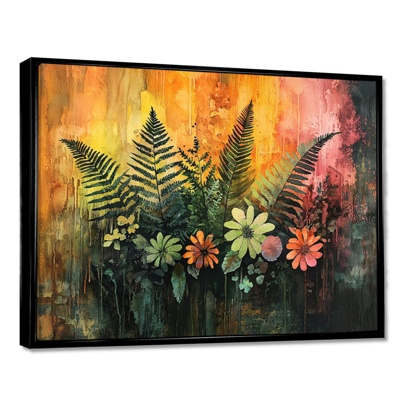 Donton - Floral Canvas Art Print, Noir, H 12 po x l 20 po, Cadre flottant