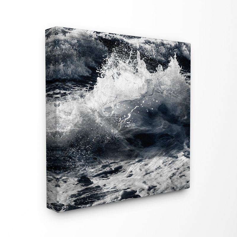 « blue ocean wave surface vieilli », impression, H 24 po x l 24 po x P 1,5 po, Giclée encadrée blanc bord de mer