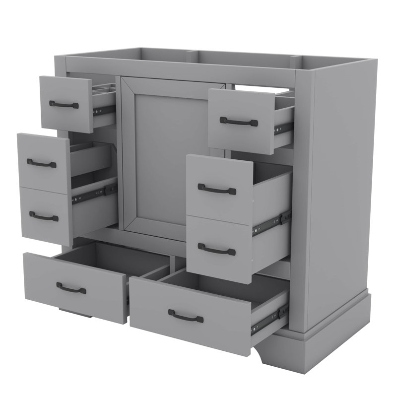 36 po. Salle de bain sans lavabo, base de meuble-lavabo seulement avec diviseur multifonctionnel à six tiroirs et tablette réglable