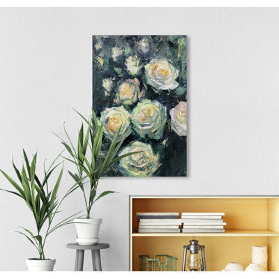 Green Roses 1 Piece Wrapped Canvas Painting
