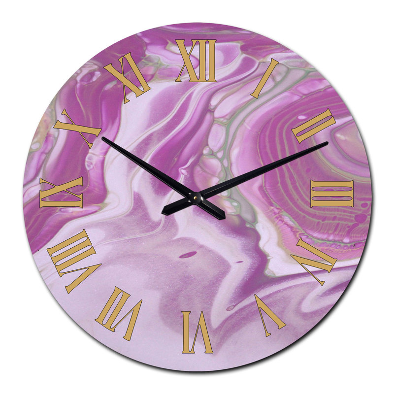 Horloge murale rose - vagues de marbre rose I, Grand