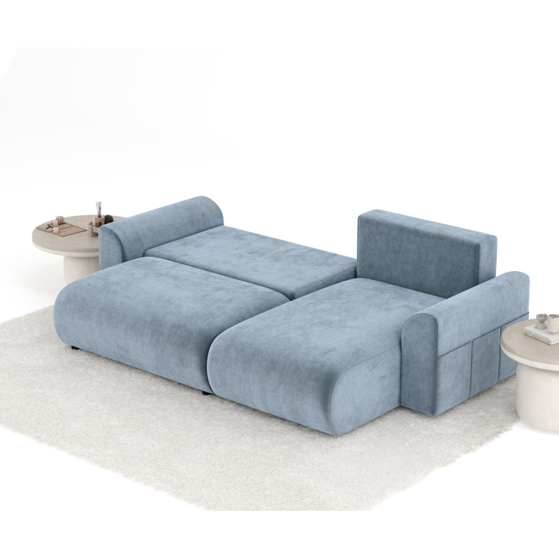 4 Seater Velvet Sofa Bed, Blue