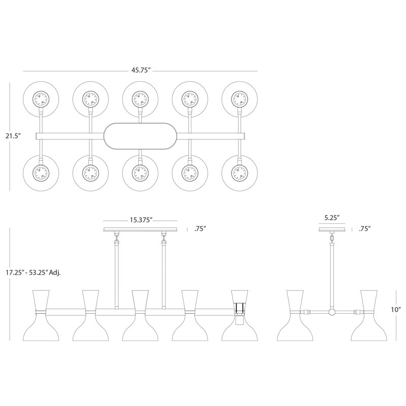Clare Chandelier - 10-Light - Modern Brass - Baby Blue, Modern Brass, Sugar Plum