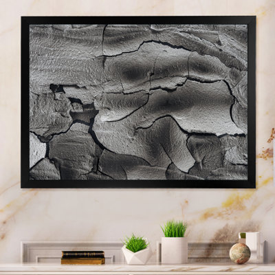 «Dried Cracked Wasteland Mon monochrome Surface II», reproduction sur toile flottante