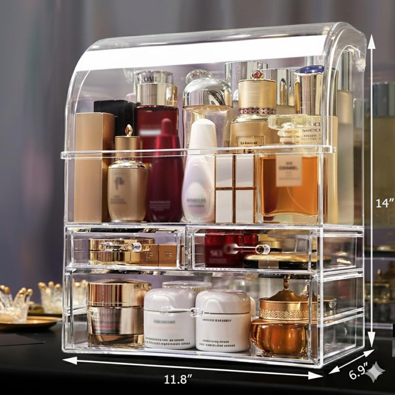 Grande vitrine de rangement pour salle de bain avec tiroirs Clear Professional Professional