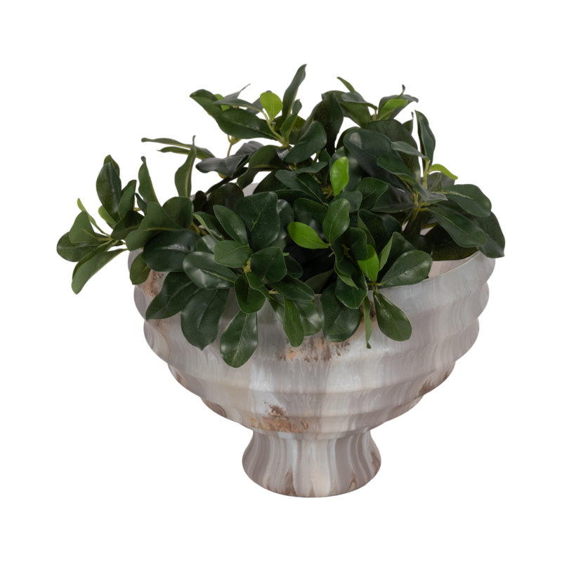 Handmade Glass Decorative Bowl, 9" H x 12" W x 12" D, Champagne Silver