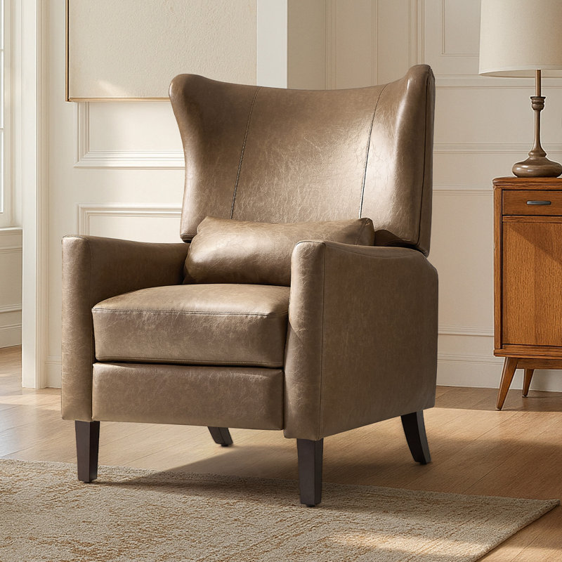 Fauteuil inclinable manuel en faux cuir Alexis, Taupe