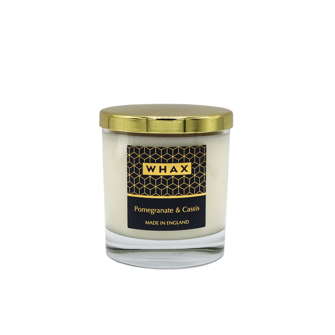 Pomegranate And Cassis Scented Jar Candle with Glass Holder