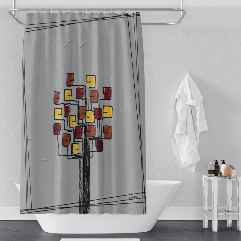 Rideau de douche Sharin, H 83 po x l 70 po, Brun / gris
