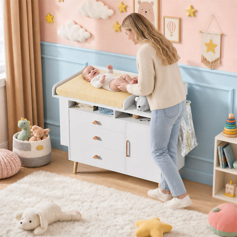 Table à langer pour bébé, commode pour chambre de bébé avec table à langer