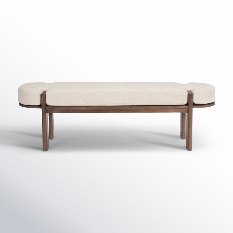Karina Dark Elm Wood w/ Oatmeal Fabric Bench, Dark Elm