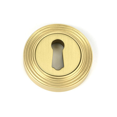 Beehive Satin Brass Round Escutcheon