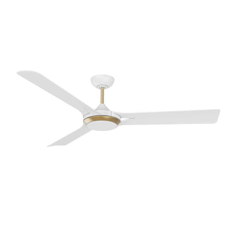 Ventilateur de plafond 60 po avec lumières DEL Gladies, Blanc mat / laiton Olican