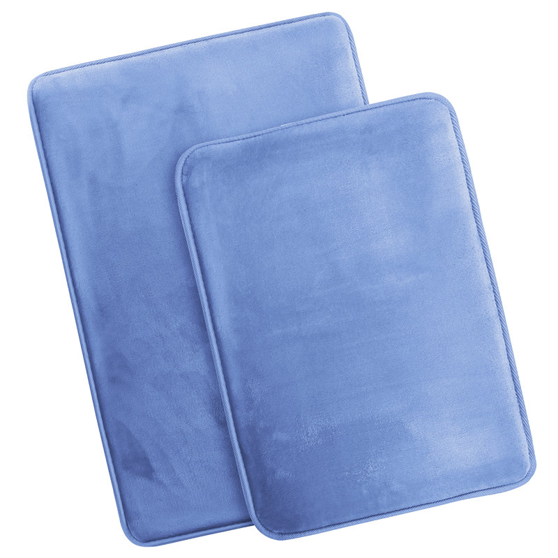 Steph Luxury Ultra Soft and Absorbent Memory Foam Bath Rug Set with Non-Slip Backing, Calm Blue