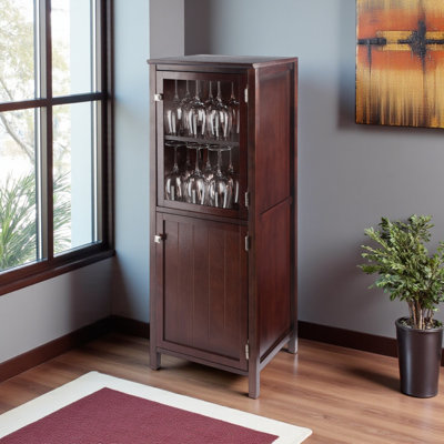 Dominguez 2-Section Storage Cupboard in Walnut Finish, 47.28'' H X 17.13'' W X 15.58'' D