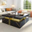 Table basse moderne carrée avec rangement à 4 tiroirs, style chic contemporain et centre de table de salon-708978096