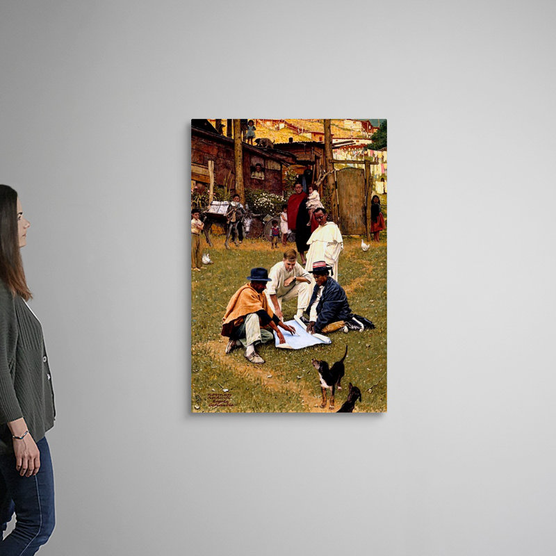Norman Rockwell, "Peace Corps" à Bogota, Colombie, art mural sur toile, Toile tendue, H 48 po x l 32 po x P 1,25 po