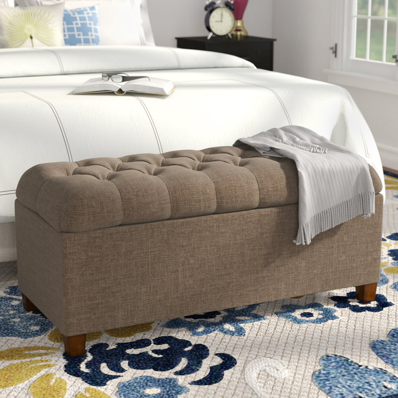 Banc de rangement rembourré Allessandra,  Brun texturé