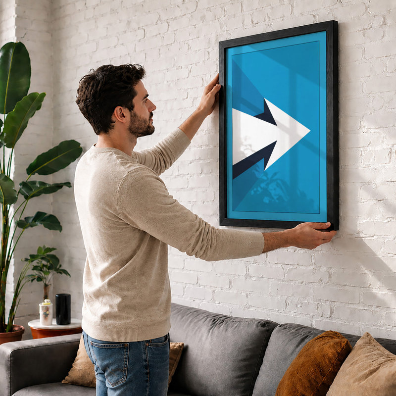 Arrow in Motion Geometric - Framed Print, A3 - 42.0 x 29.7 cm, Oak