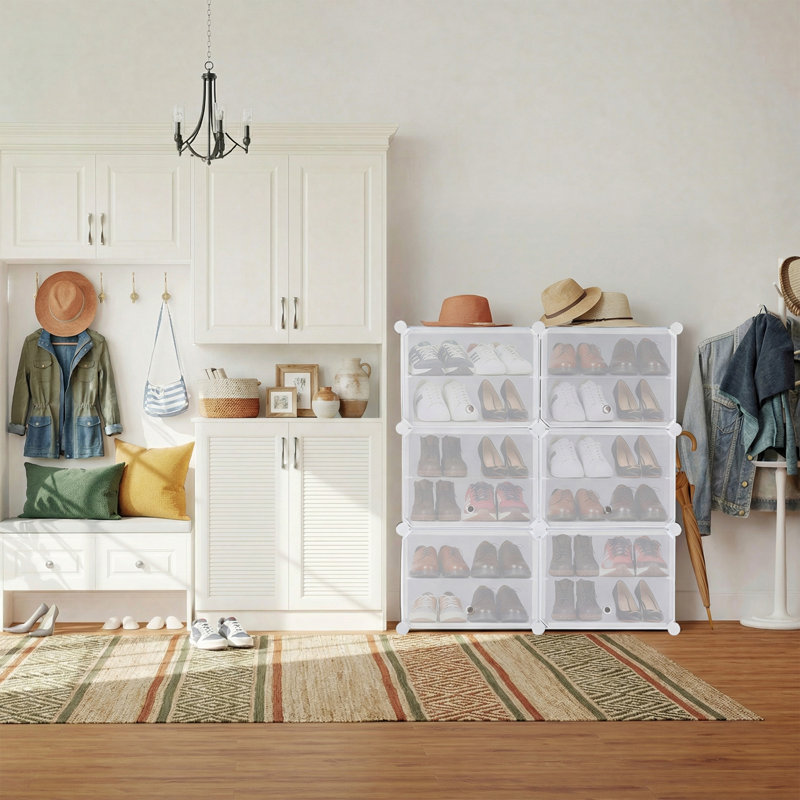 Armoire de rangement pour chaussures 24 paires, Blanc, H 37,2 po x l 33,19 po x P 12,4 po
