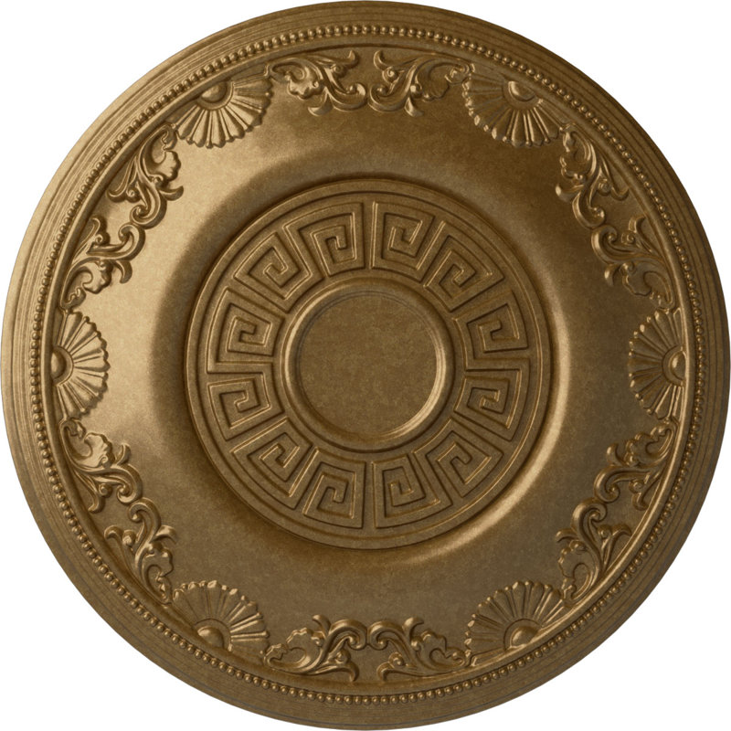 Endurathane Nestor Ceiling Medallion, 25 7/8"OD x 2 1/4"P (Fits Canopies up to 5"), Hand-Painted Pale Gold Finish, Pale Gold