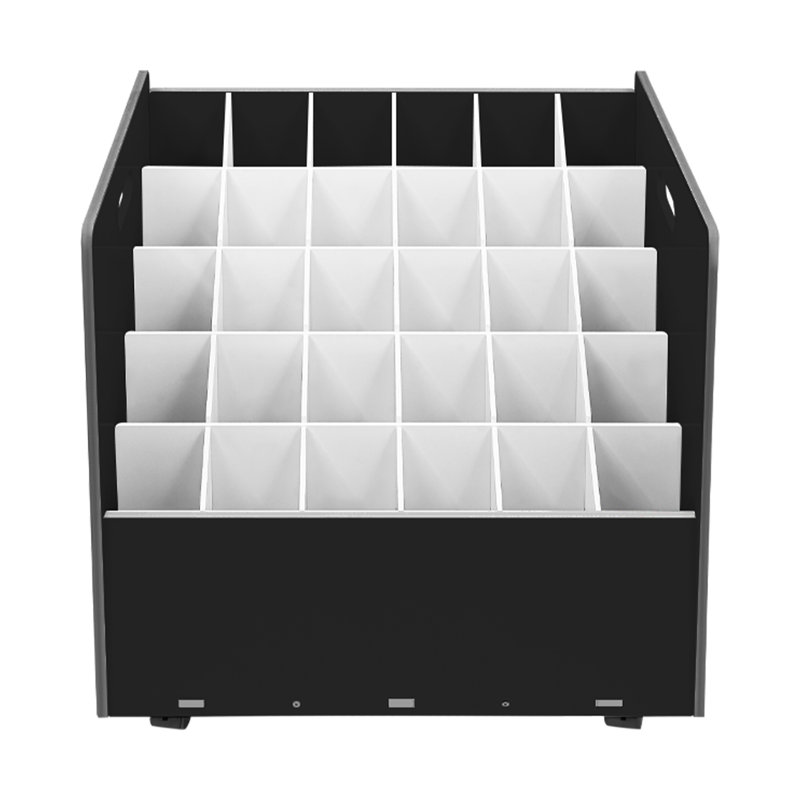 Rangement à 30 emplacements avec roulettes, Noir