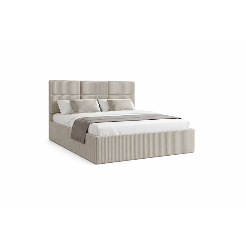 Upholstered Bed, Beige, European Kingsize (160 x 200 cm)