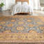 Hand Knotted Wool Oriental Area Rug in Blue And Gold