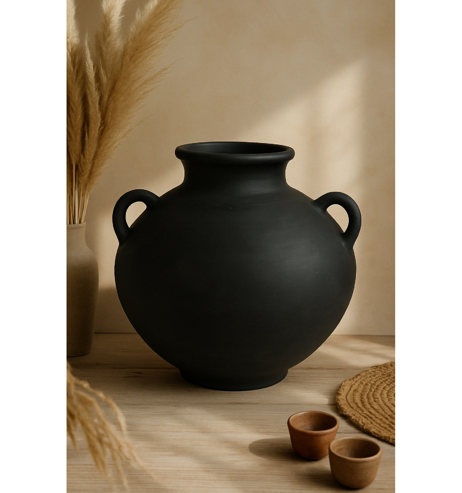 Montana Black Terracotta Vase, 16.14" H x 16.14" W x 16.14" D