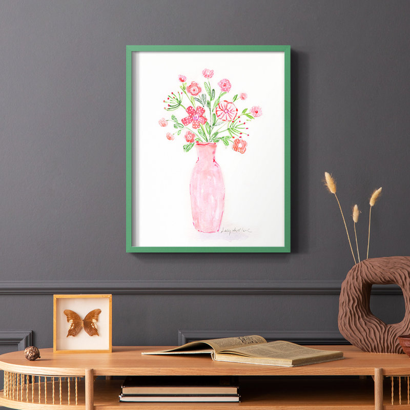 Boho Pinwheel Bouquet II, reproduction encadrée - bois massif, Vert, H 10 po x l 8 po