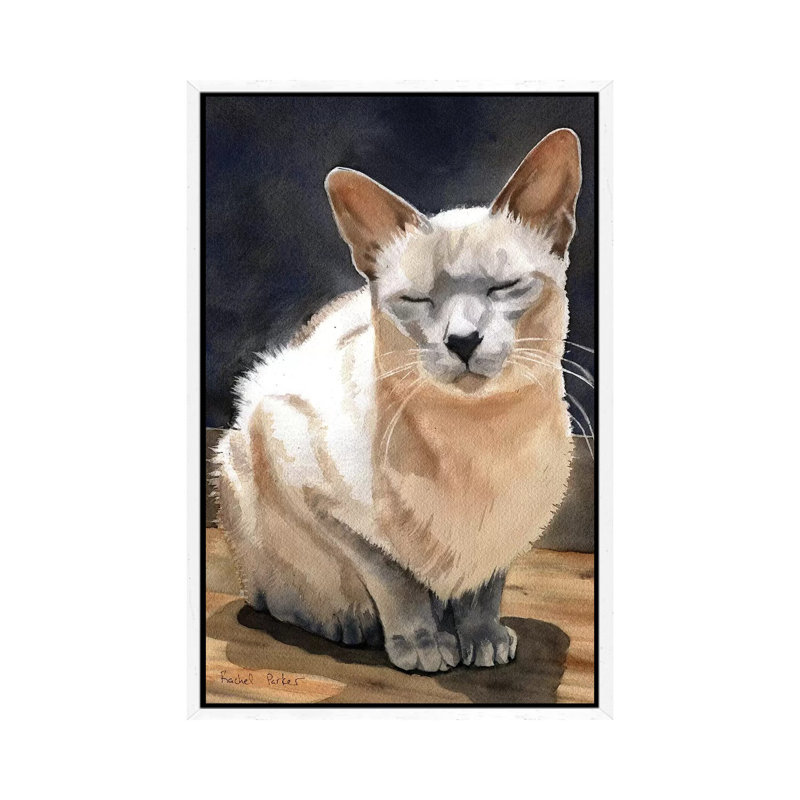 Peace Kitty by Rachel Parker - Painting on Canvas, 66.04cm H x 45.72cm W x 3.81cm D, White Framed