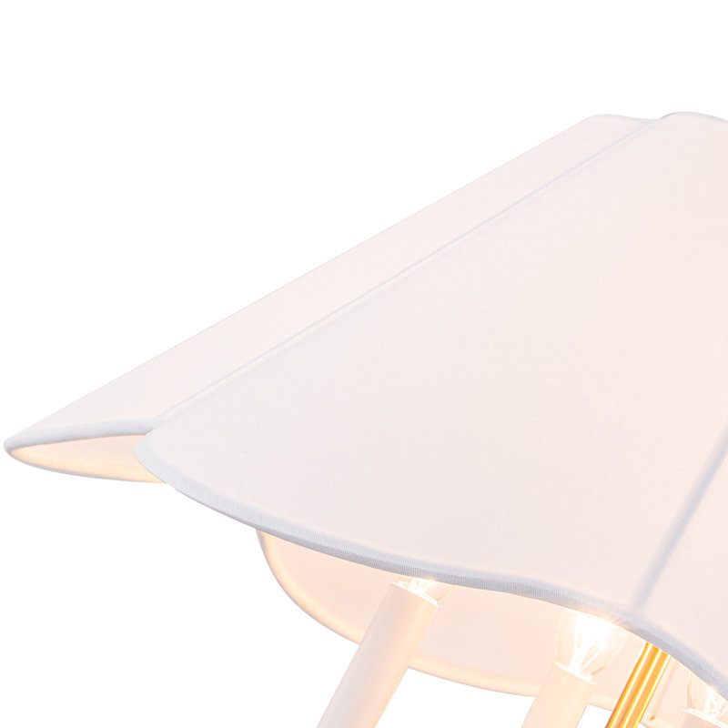 4-Light Scalloped Flower Fabric Shade Chandelier