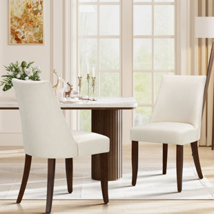 Parsons Upholstered Dining Chair Solid Wood Side Chair (Set of 2)