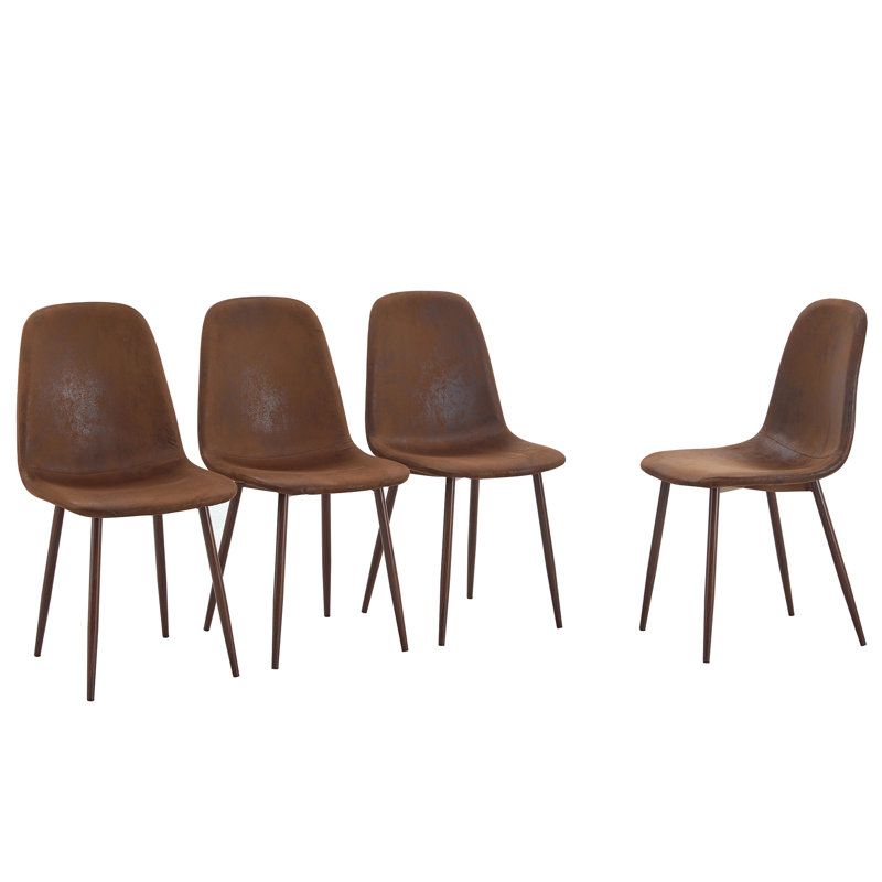 Set Of 4 Suede Backrest And Walnut Color Transfer Legs Chairs - Adding A Touch Of Elegance To Minimalist And Scandinavian Style Homes Only Chairs, Not Including Tables