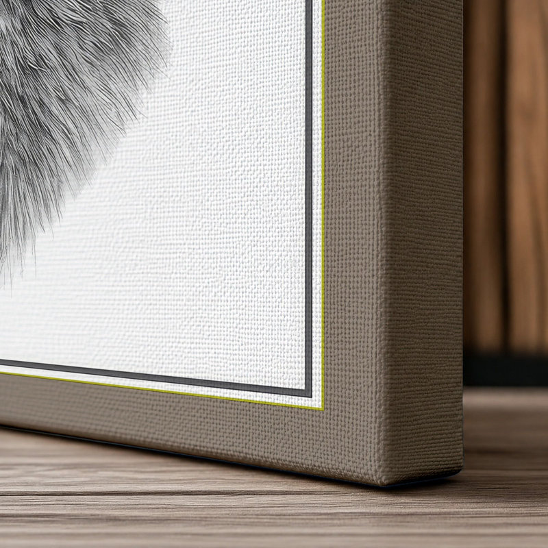 Hare Head Study Japandi - Wrapped Canvas, 30x20 - 76.2 x 50.8 cm, Taupe Border