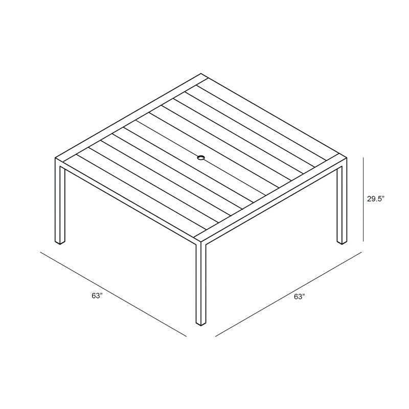 Classic Aluminum 8-Seater Square Dining Table, 29.5"H x 63"D x 63"W, Slate