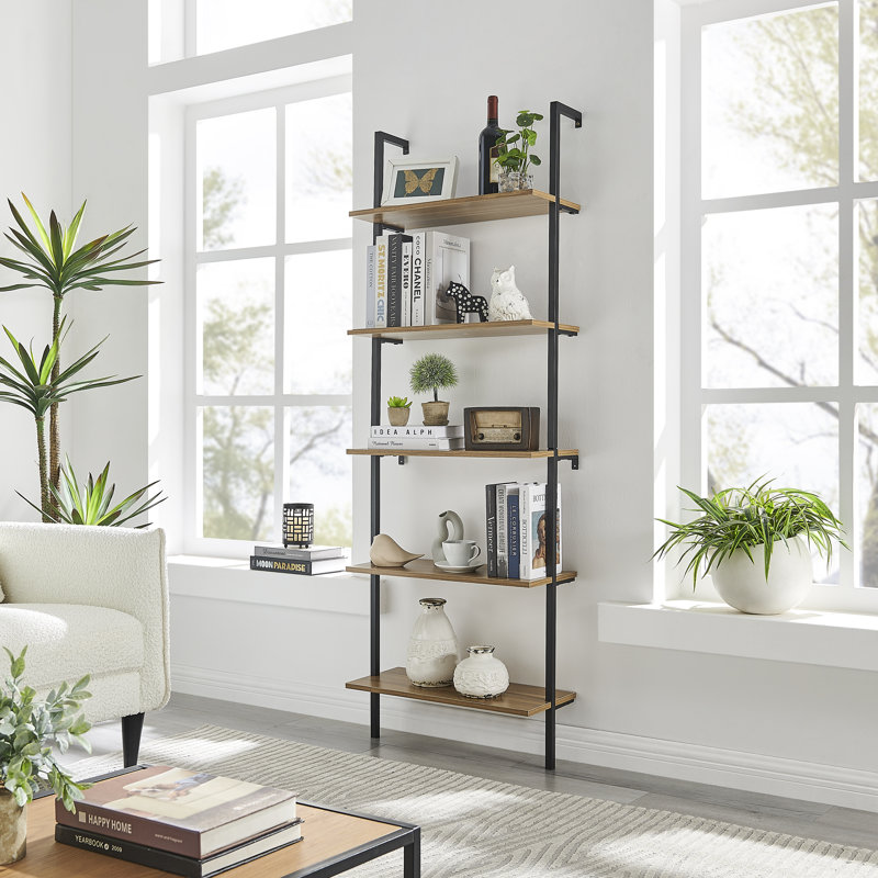 Barbarese 5 Piece Tiered Shelf, Black/Light Walnut
