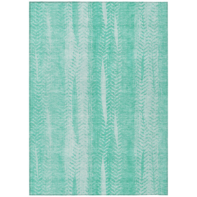 Tapis lavable intérieur / extérieur bleu sarcelle et ivoire 9 'X 12' Aqua